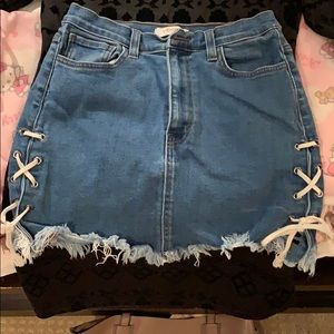 Jean skirt with ties on the side